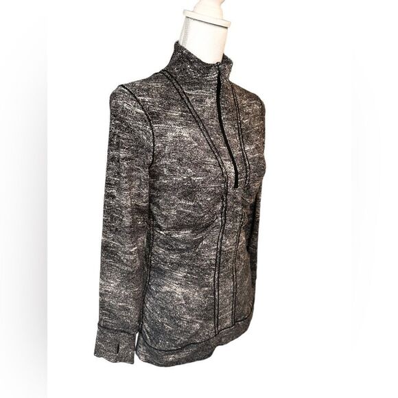 Lululemon Cypress Kiss 1/2 Zip Rush Jacquard Black White Size 8 - Picture 6 of 13